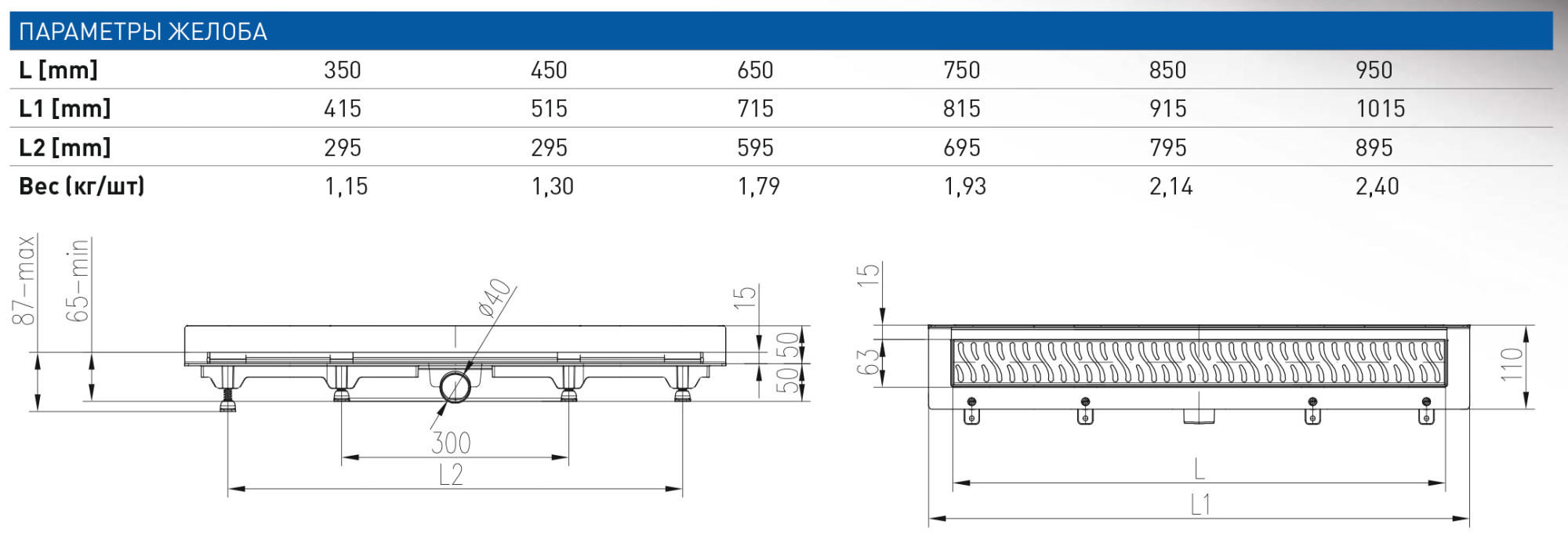 Душевой лоток 85 см Creto Walkway CRE-850 WH-P с решеткой, хром