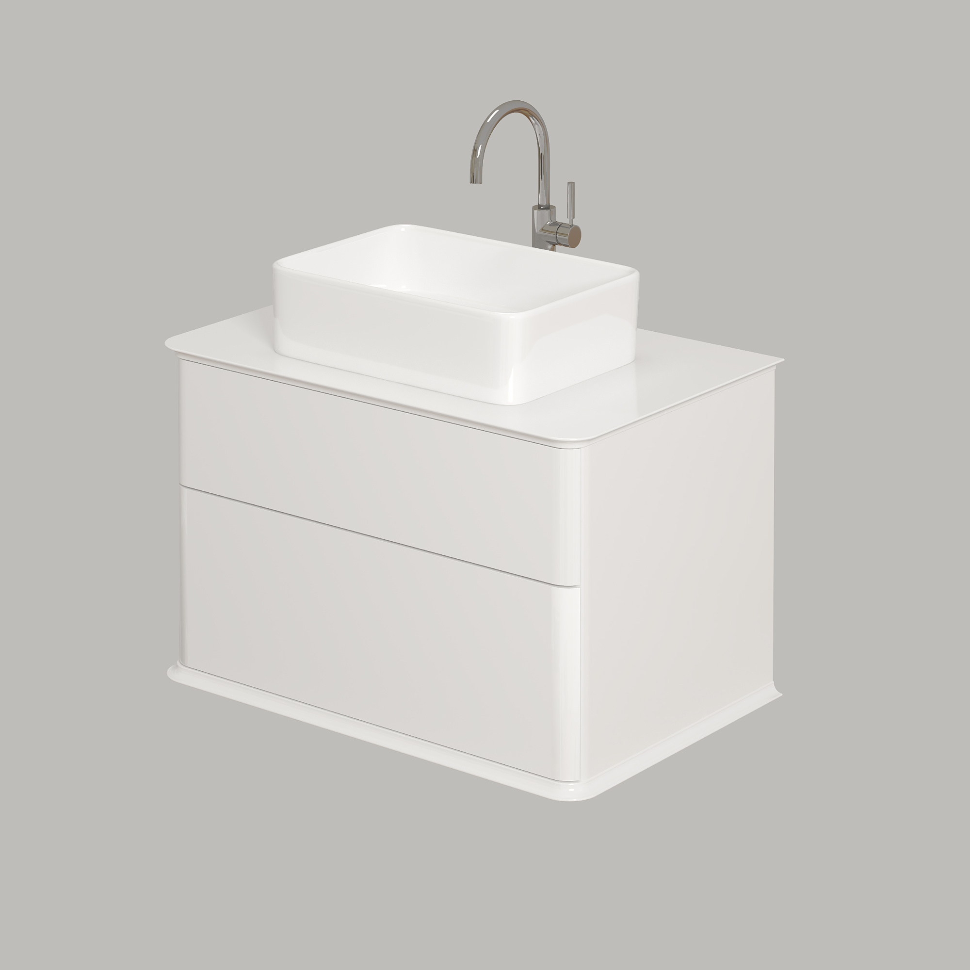 Тумба под раковину Creto Stella 80 см белый глянец, 16-CRE50/80/