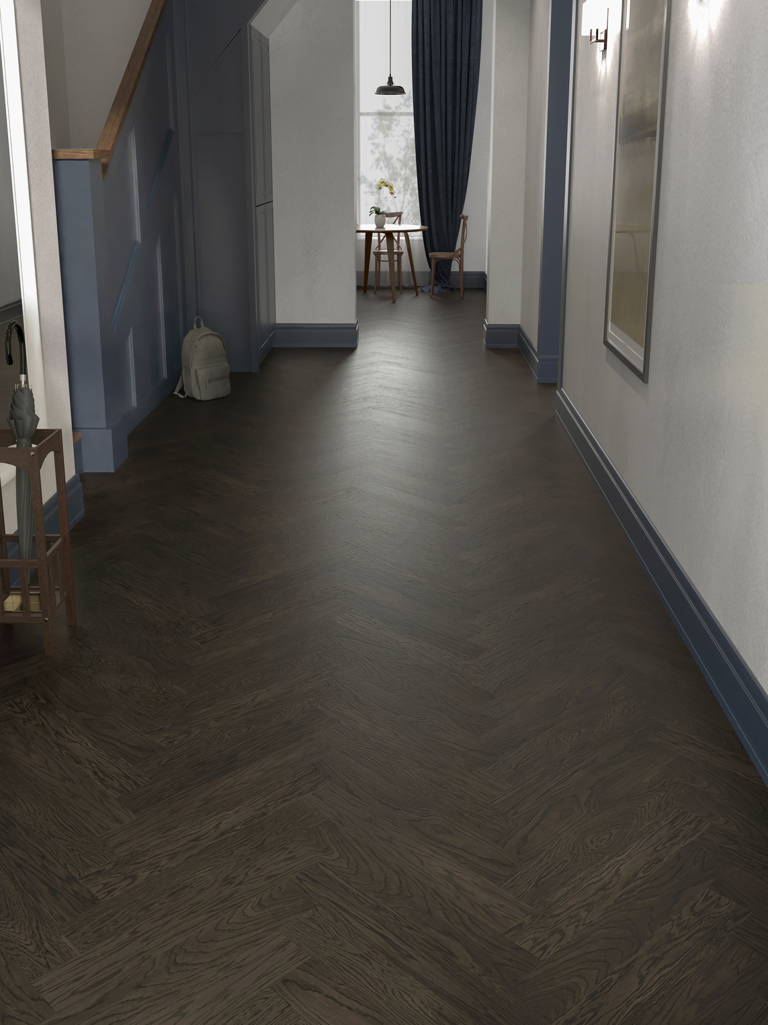 Паркет елка ESTA Herringbone Nova Eco Oak Elite Lava Grey Uv-Oil 14510