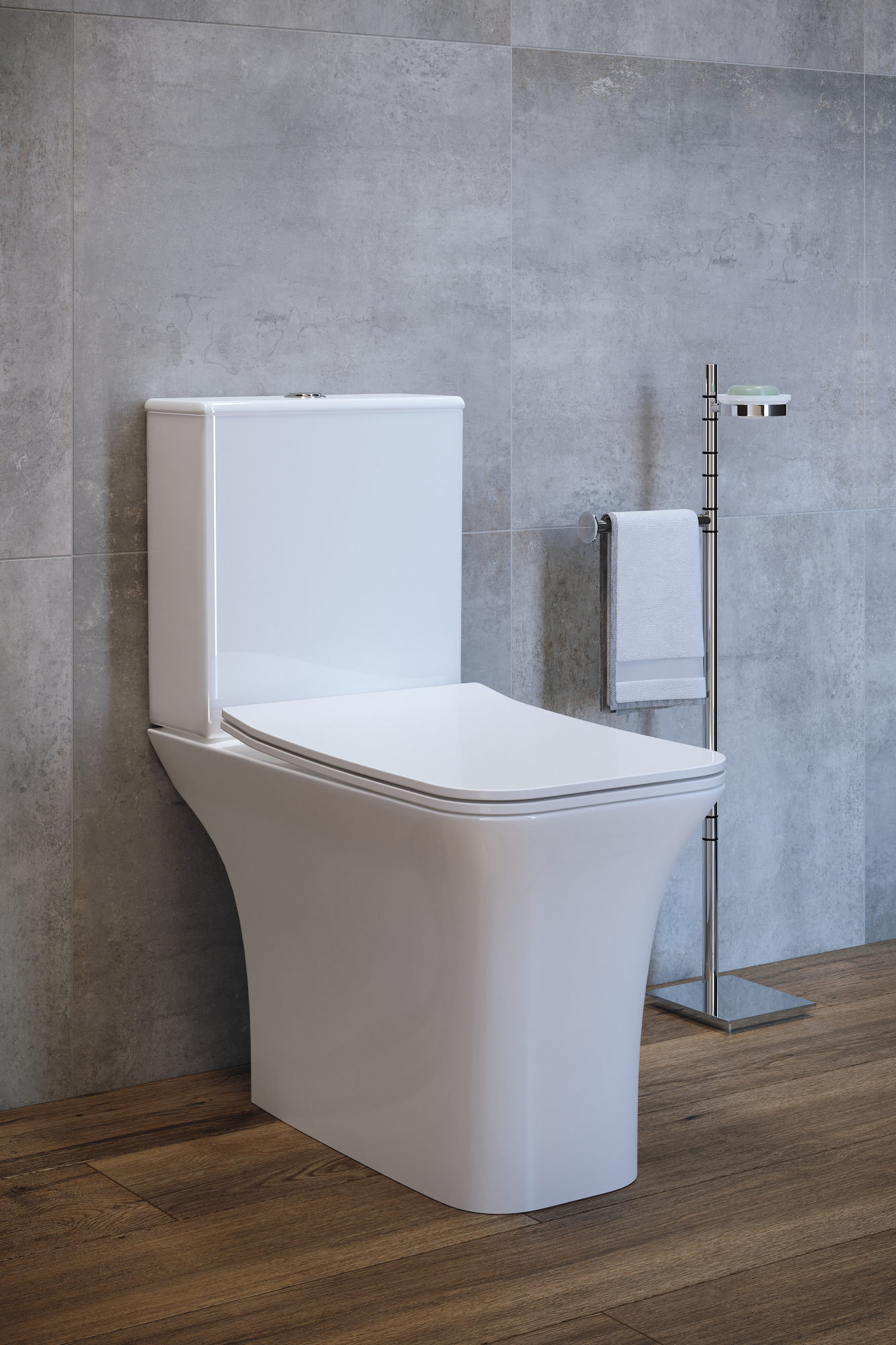 Унитаз-компакт безободковый Creto Cer C2 1002-002Cer-C2W с быстросъёмной крышкой-сиденьем микролифт Slim