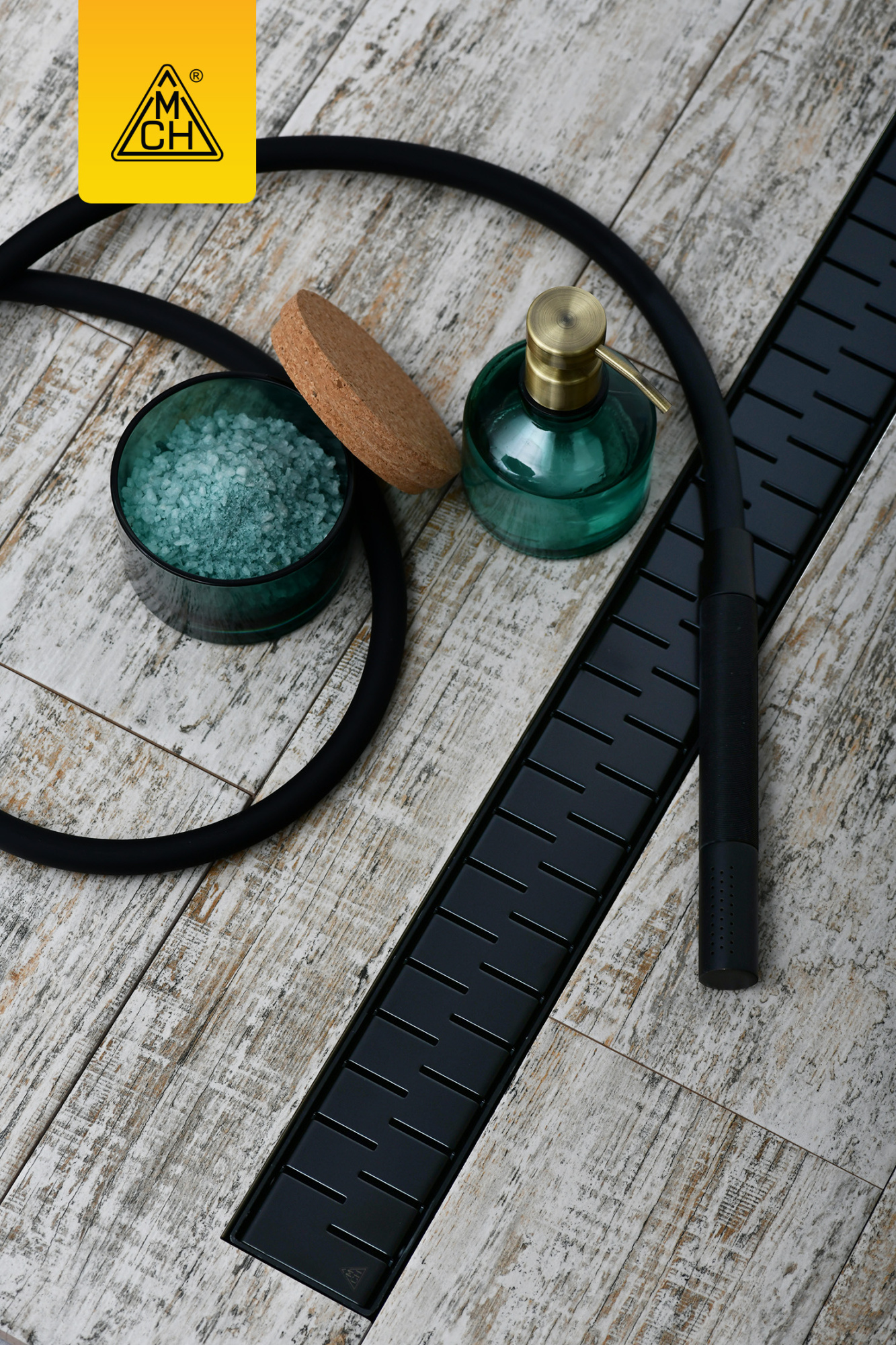 Душевой лоток 85 см Creto Snake CRE-850 SB с решеткой, черный