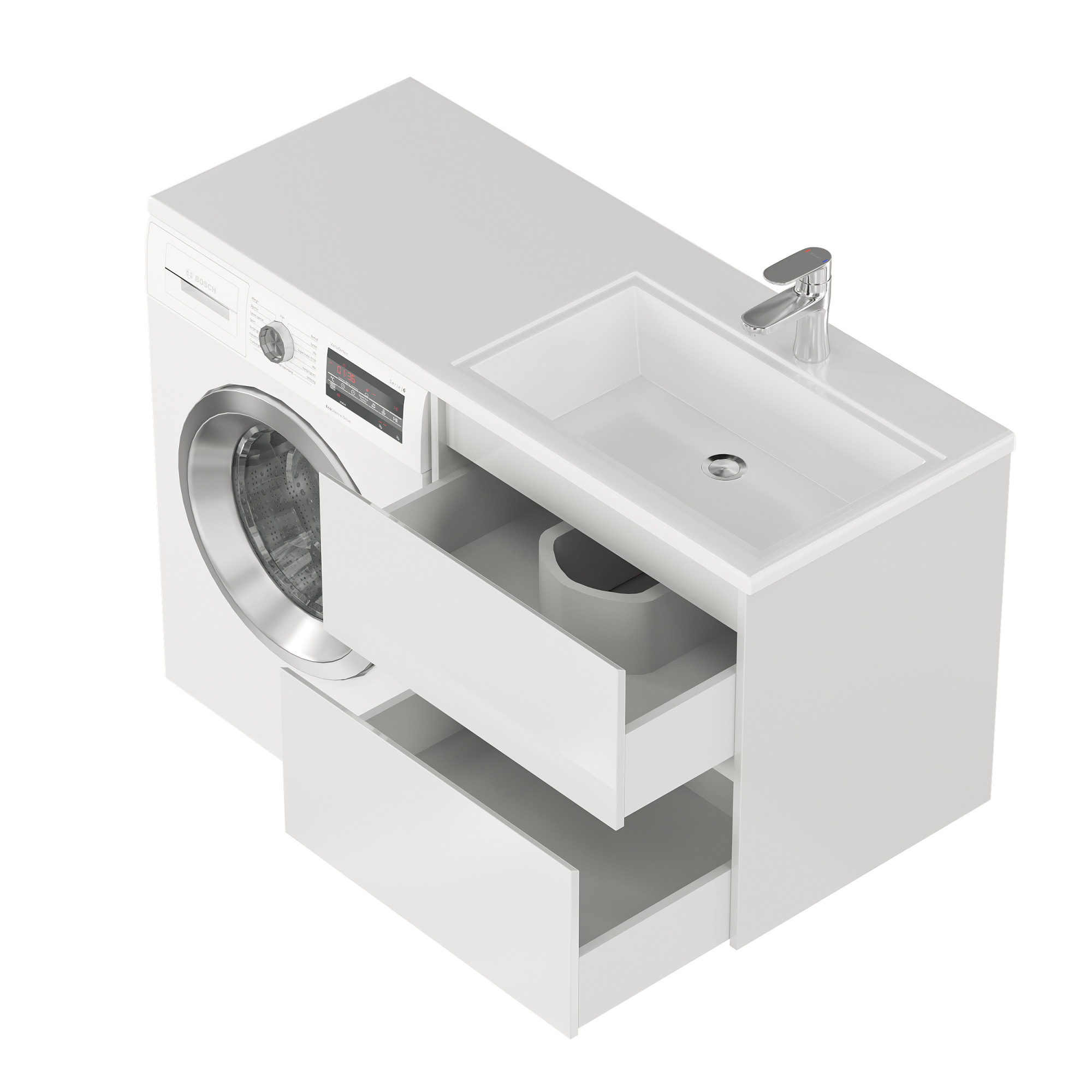 Тумба с раковиной подвесная  Creto Cafor White 130 правосторонняя