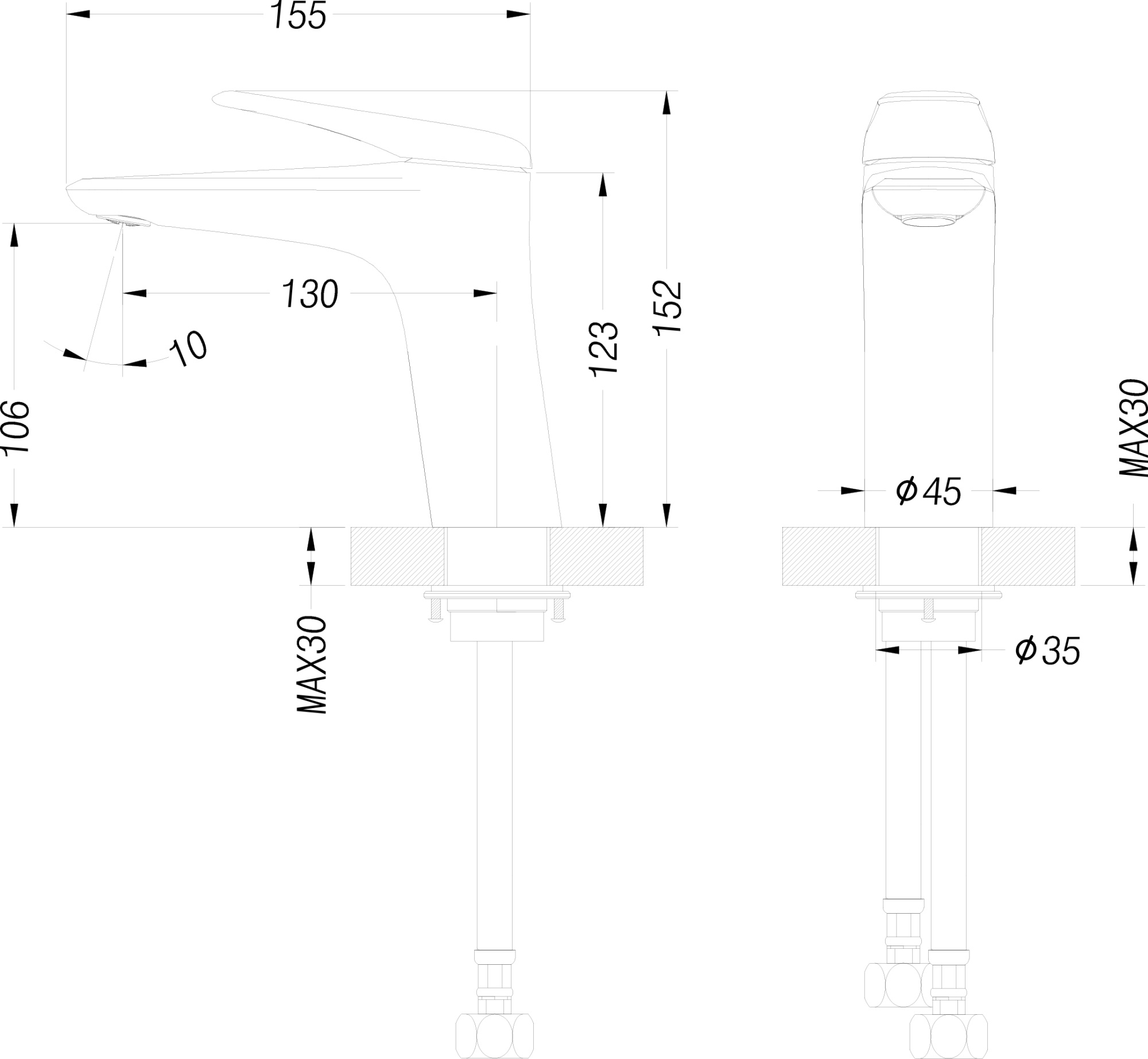 Смеситель для раковины Creto Mare 1.0 MARE-BM-BN брашированный никель