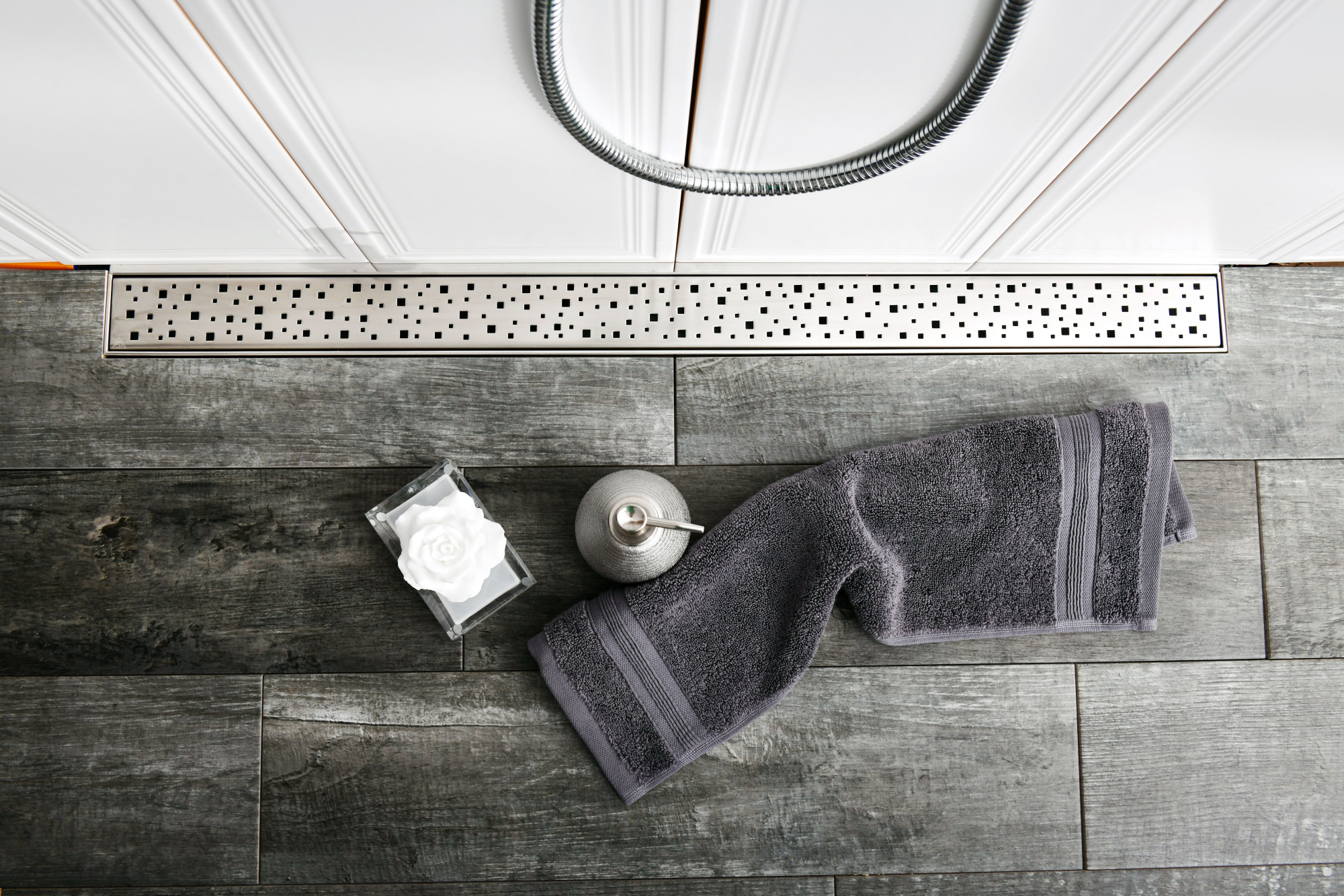 Душевой лоток 35 см Creto Quadro CRE-350 QH-P с решеткой, хром