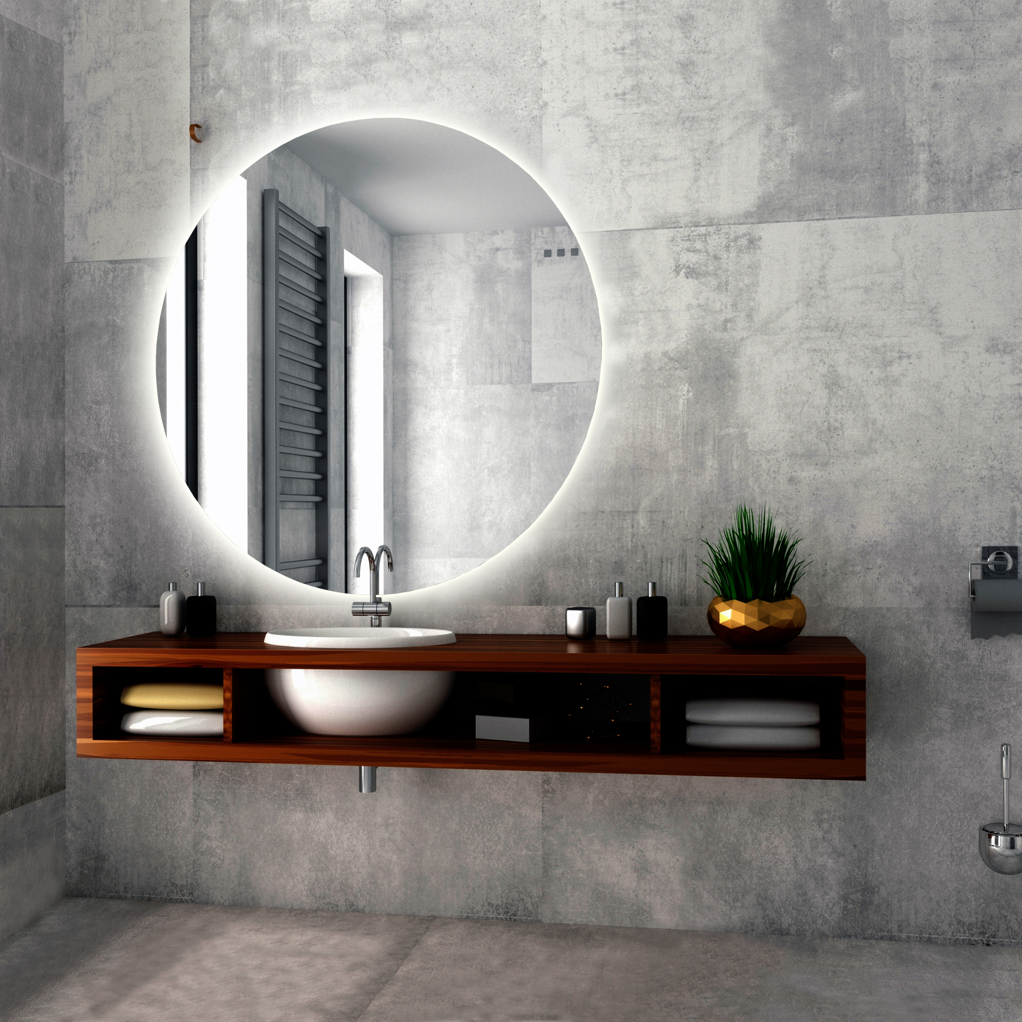 Зеркало Creto Elegante d120 см с сенсорным выключателем 25-D1200E