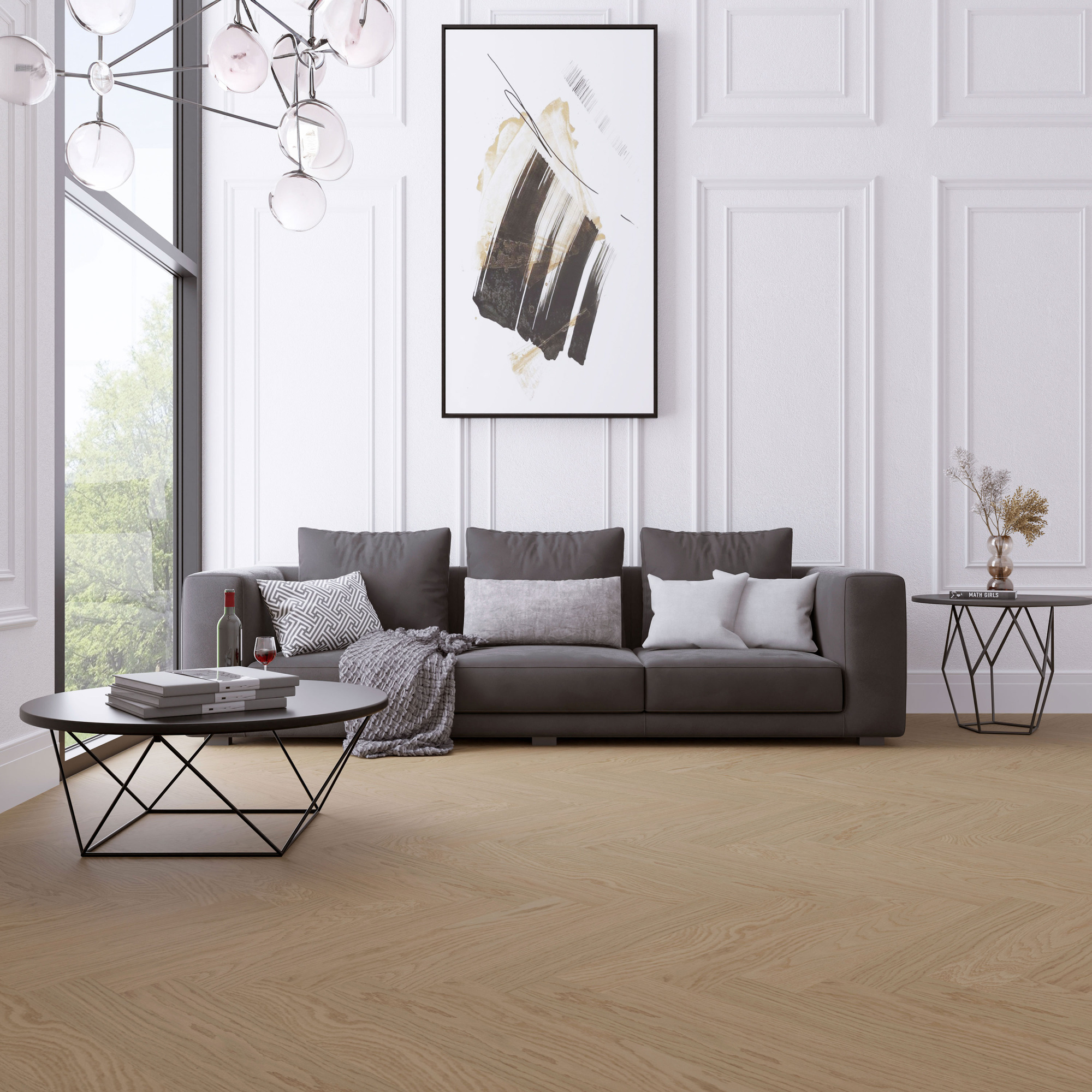 Паркет елка ESTA Herringbone Nova Eco Oak Elite Dazy Extra Matt Lacquered Gloss 5% 14508