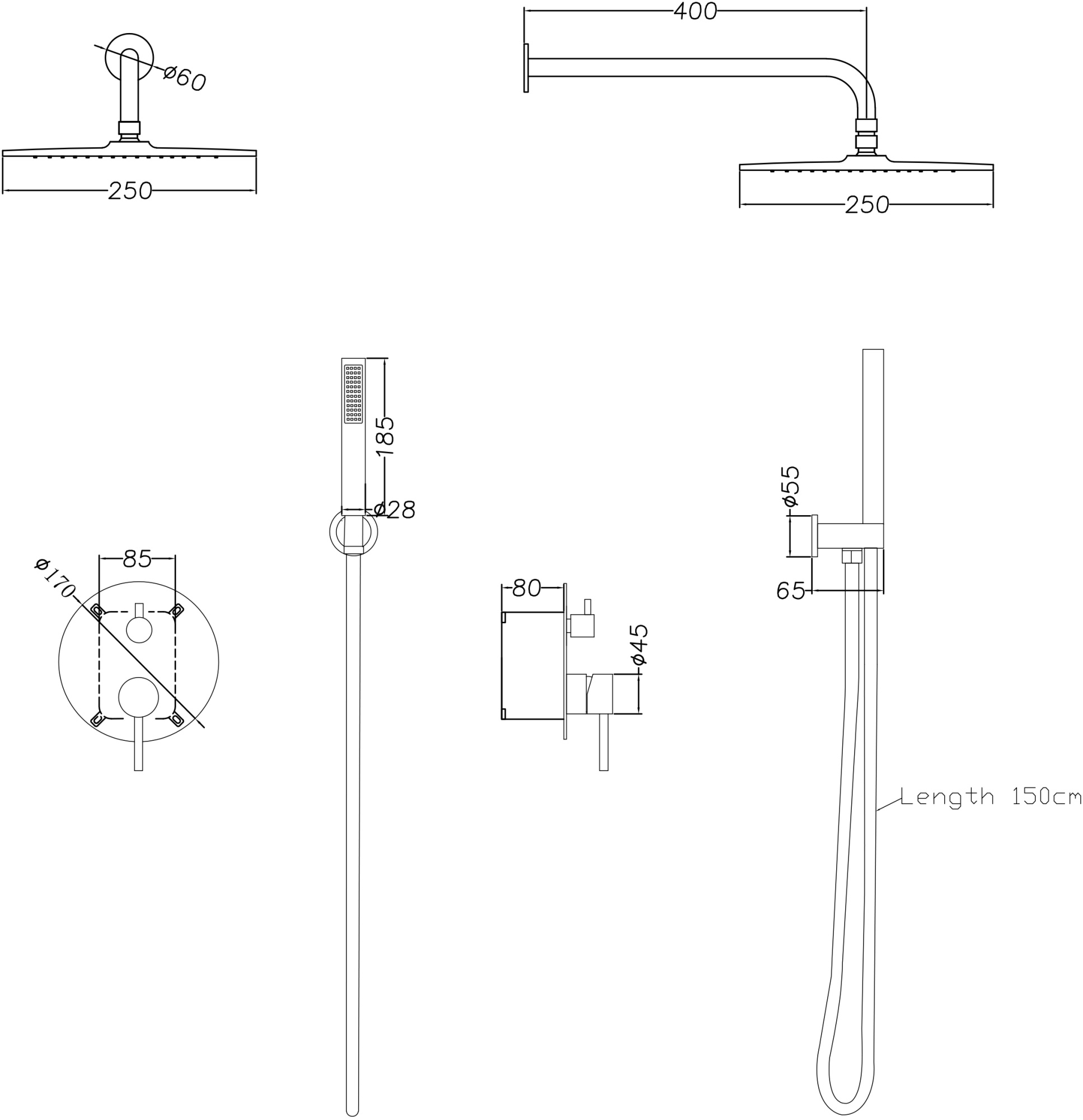 Душевой комплект Creto Element 2.0-WSM3-CR хром глянец