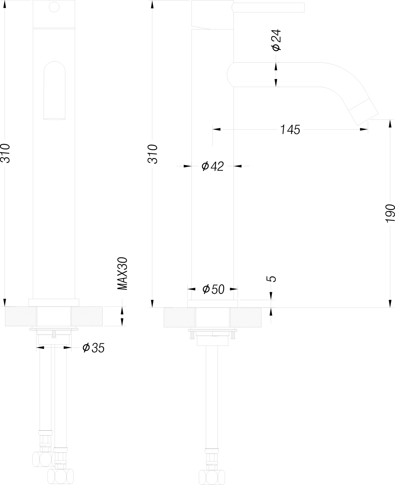 Смеситель для раковины-чаши Creto Element 2.0-BMT-BK матовый черный