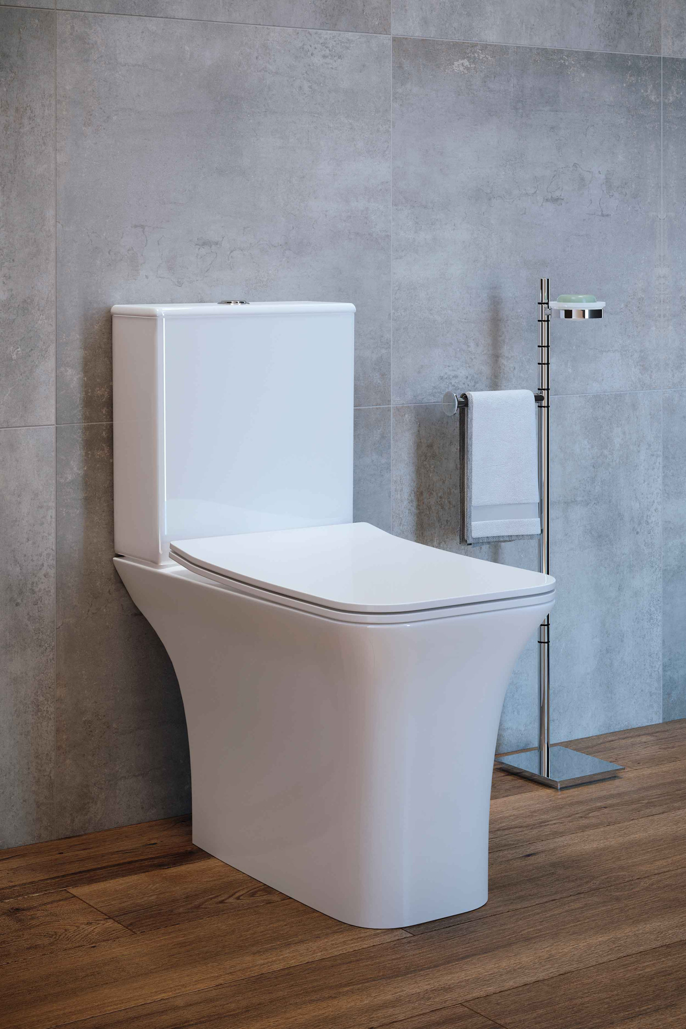 Унитаз-компакт безободковый Creto Cer C2 1002-002Cer-C2W с быстросъёмной крышкой-сиденьем микролифт Slim