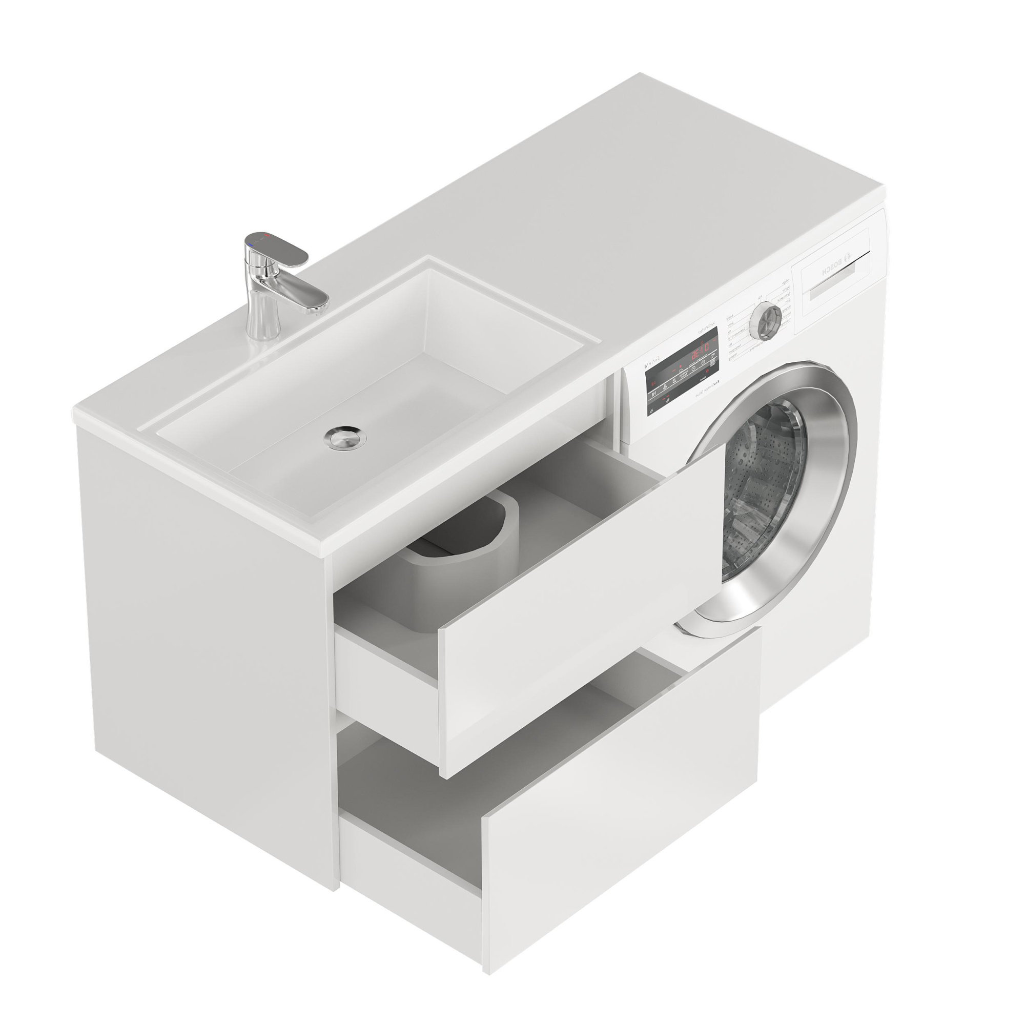 Тумба с раковиной подвесная  Creto Cafor White 130 левосторонняя